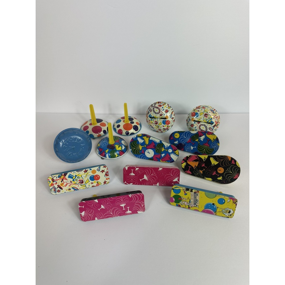 13 Vintage Retro New Year's Noise Makers Tin/Metal NYE Party Supplies
